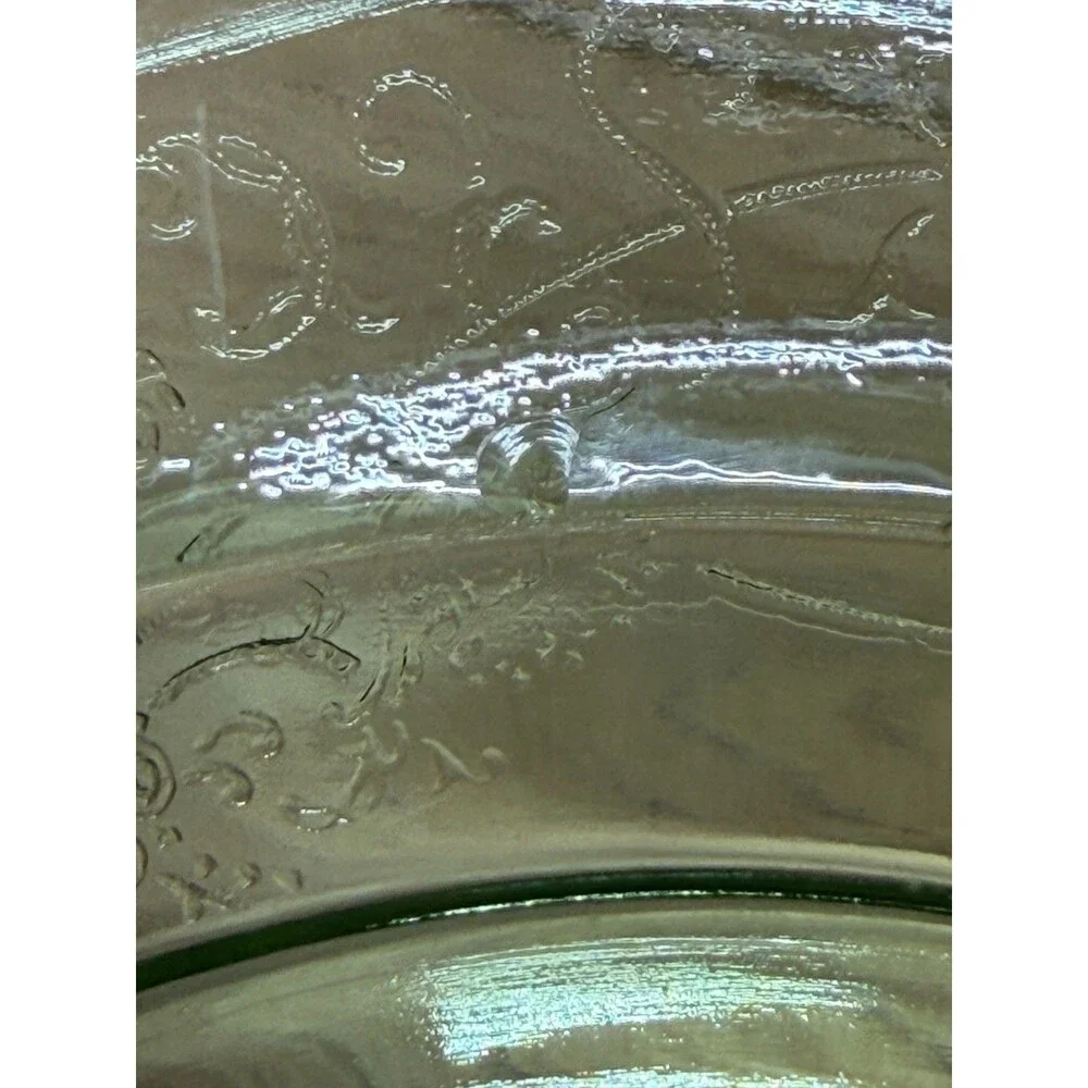 Hazel Atlas Florentine Poppy Uranium Glass Salad Plates Green 8-5/8